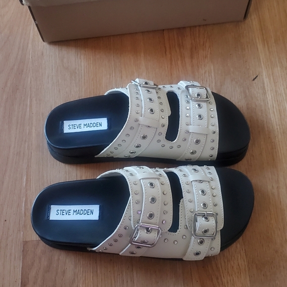 Steve Madden Malek Bone Womans Slides, Size 7 NWB - Picture 7 of 10